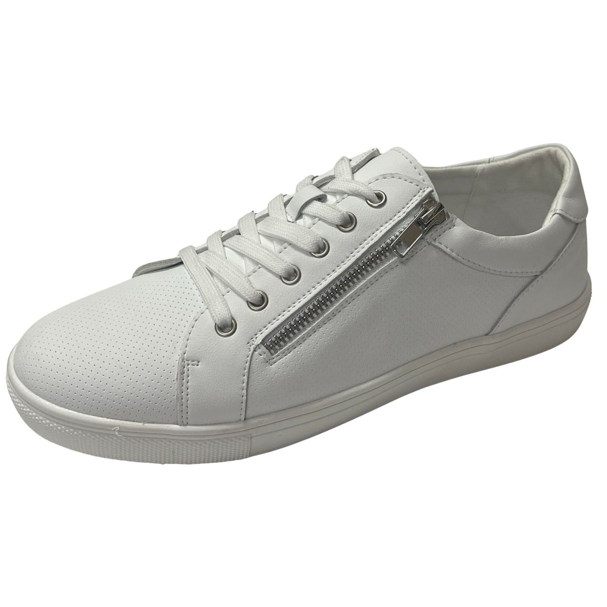 Rivers Womens LIV Leather Zip Sneaker Shoes in White
