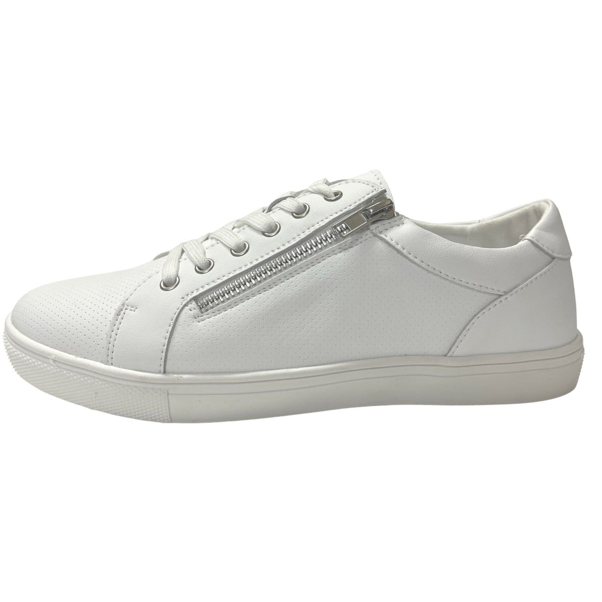 Rivers Womens LIV Leather Zip Sneaker Shoes in White