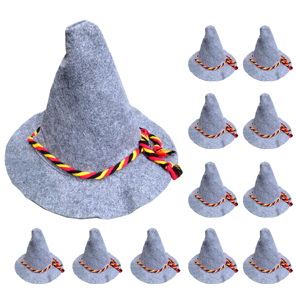 12x Adult Bavarian Beer Hat Bulk Pack - Oktoberfest German Wizard Costume (Halloween & Fancy Dress)