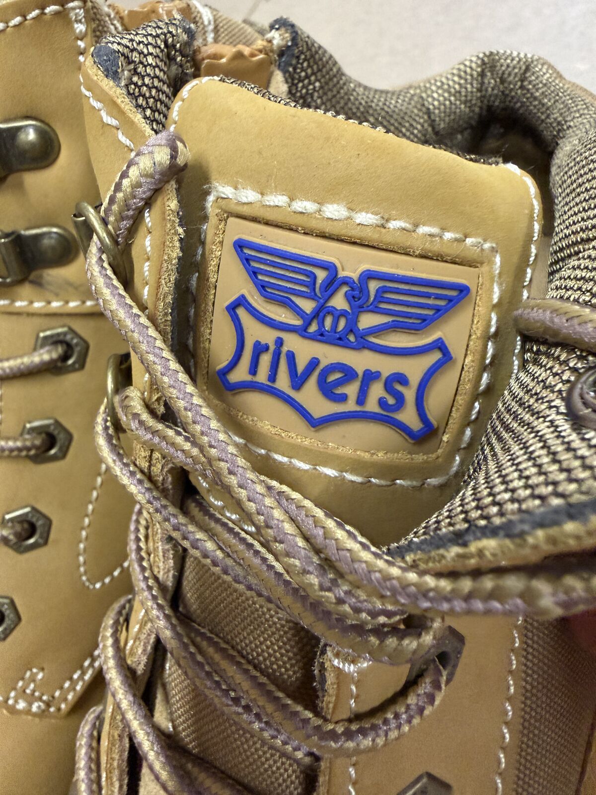 Rivers Olson Leather Steel Cap Toe Safety Work Boots - Wheat (Lace-Up Shoes)