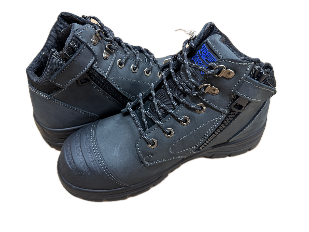Rivers Olson Leather Steel Cap Toe Safety Work Boots - Black (Lace-Up Shoes)