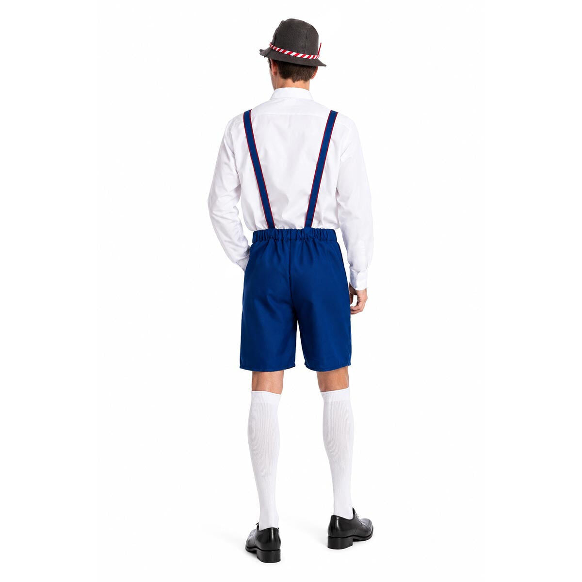 Mens Blue & Red Lederhosen Costume - Oktoberfest Bavarian Beer Party Outfit