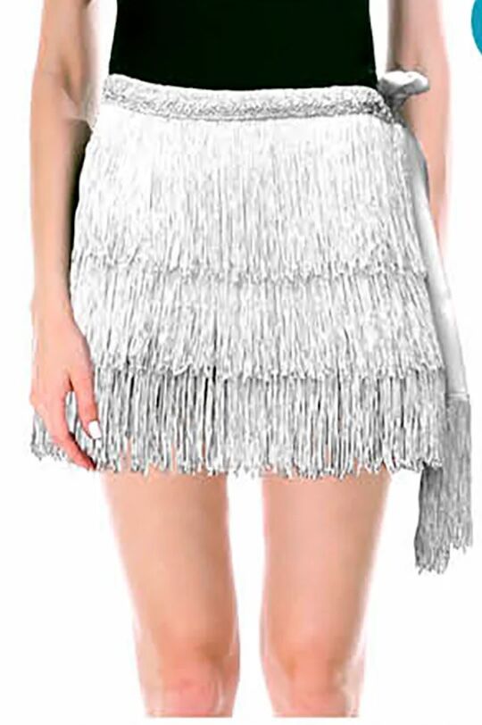 Adult Fringe Skirt Tassel Womens Dance Costume Party in Silver