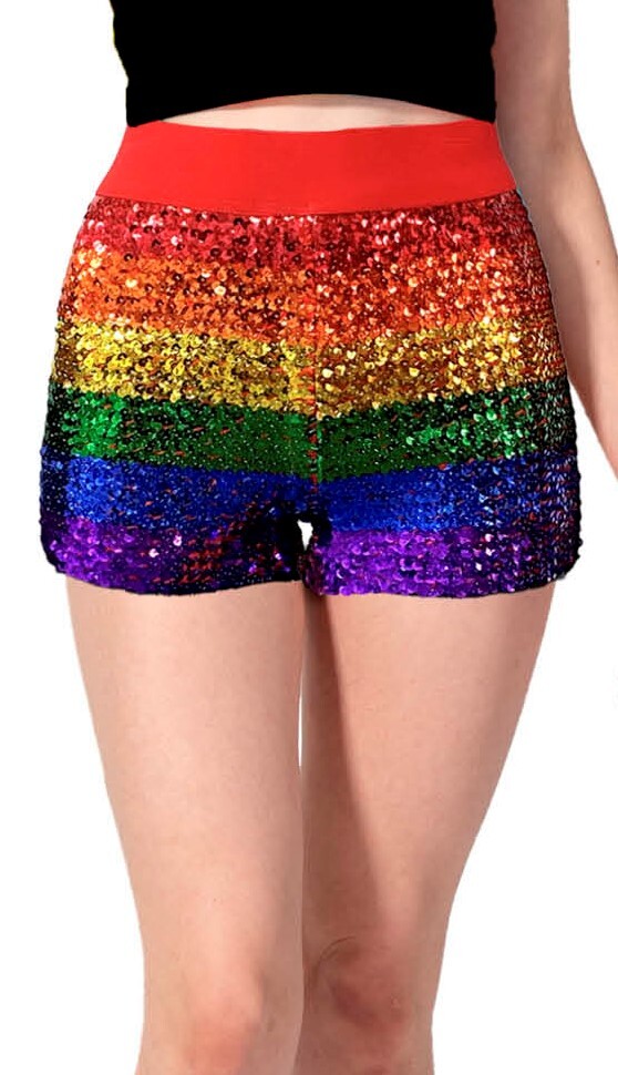 Adult Rainbow Sequin Shorts - Mardi Gras/LGBT Pride (Festival/Party)