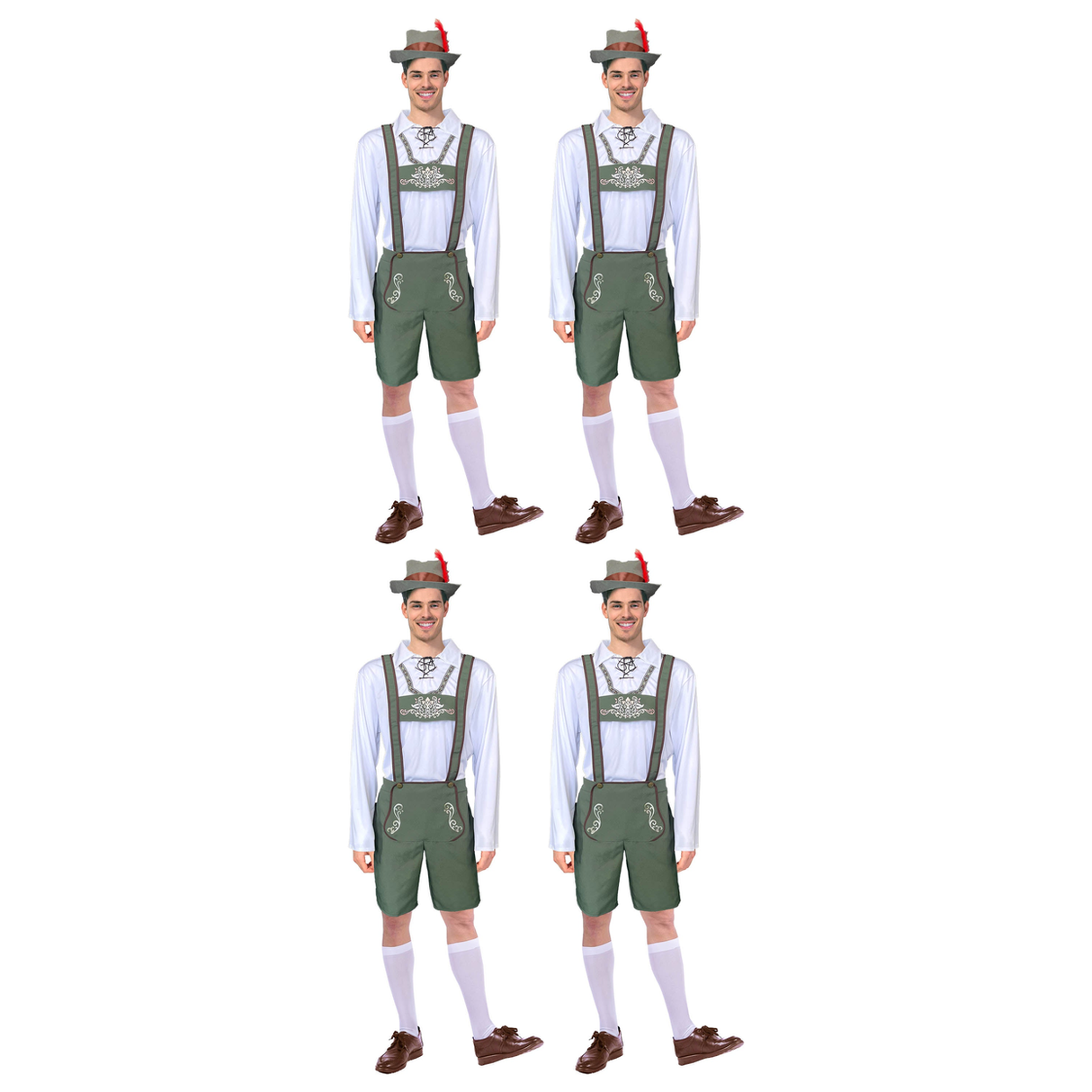 4x Adult Green/White Beer Costume Bulk Pack - Oktoberfest (Halloween & Fancy Dress)