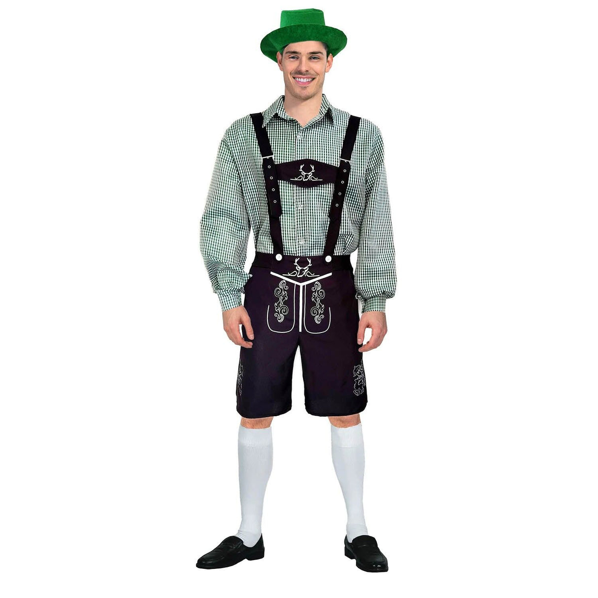Adult Green Checkered Beer Man Oktoberfest Costume Halloween Cosplay Dress Up