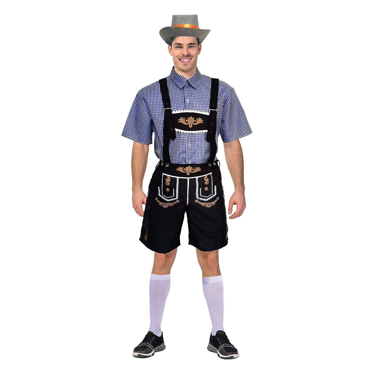 Adult Blue Checkered Lederhosen Costume - Oktoberfest Beer Man (Halloween & Fancy Dress)
