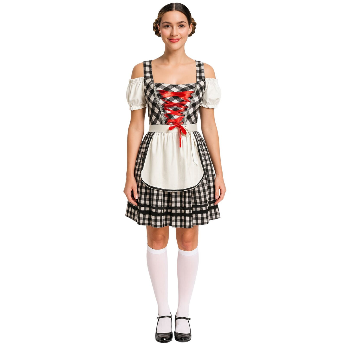 Womens Oktoberfest Bavarian Beer Girl Costume Adult Fancy Dress Outfit in Black