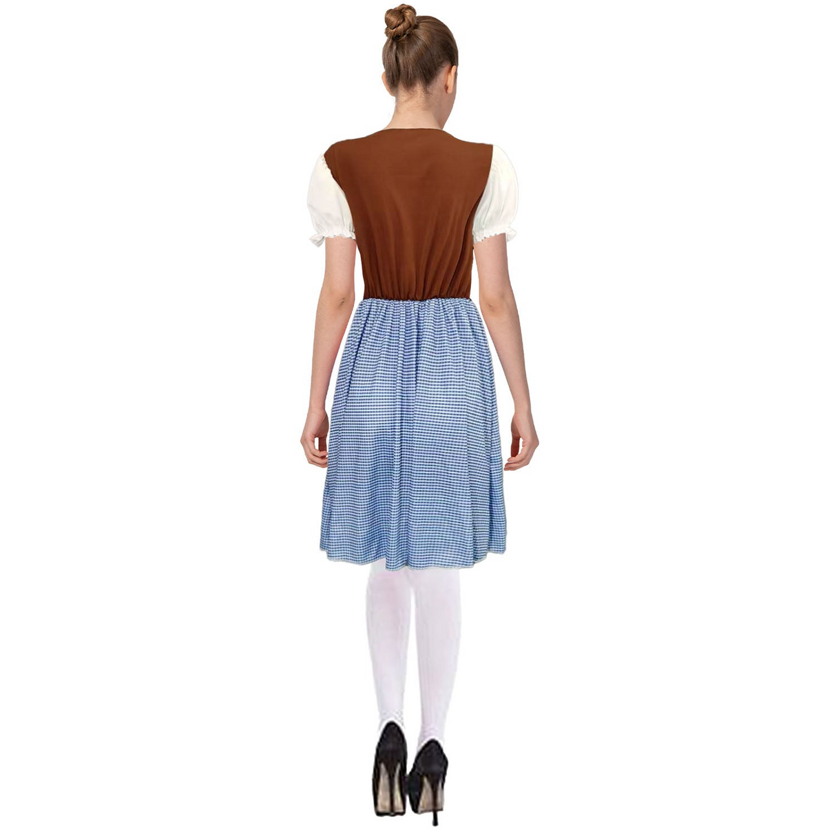 Womens Adult Oktoberfest Beer Girl Costume Halloween Bavarian Wench in Blue/Brown