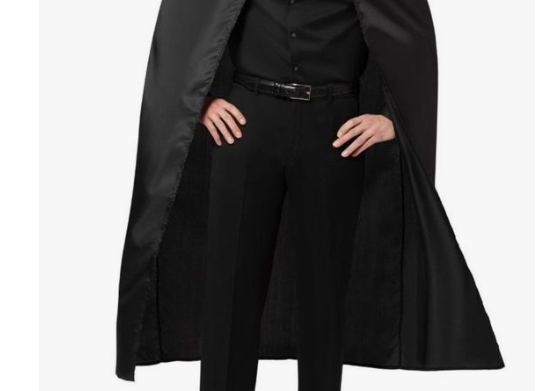 Black Adult Cape w/Collar - Bandit Cloak/Vampire Costume for Halloween