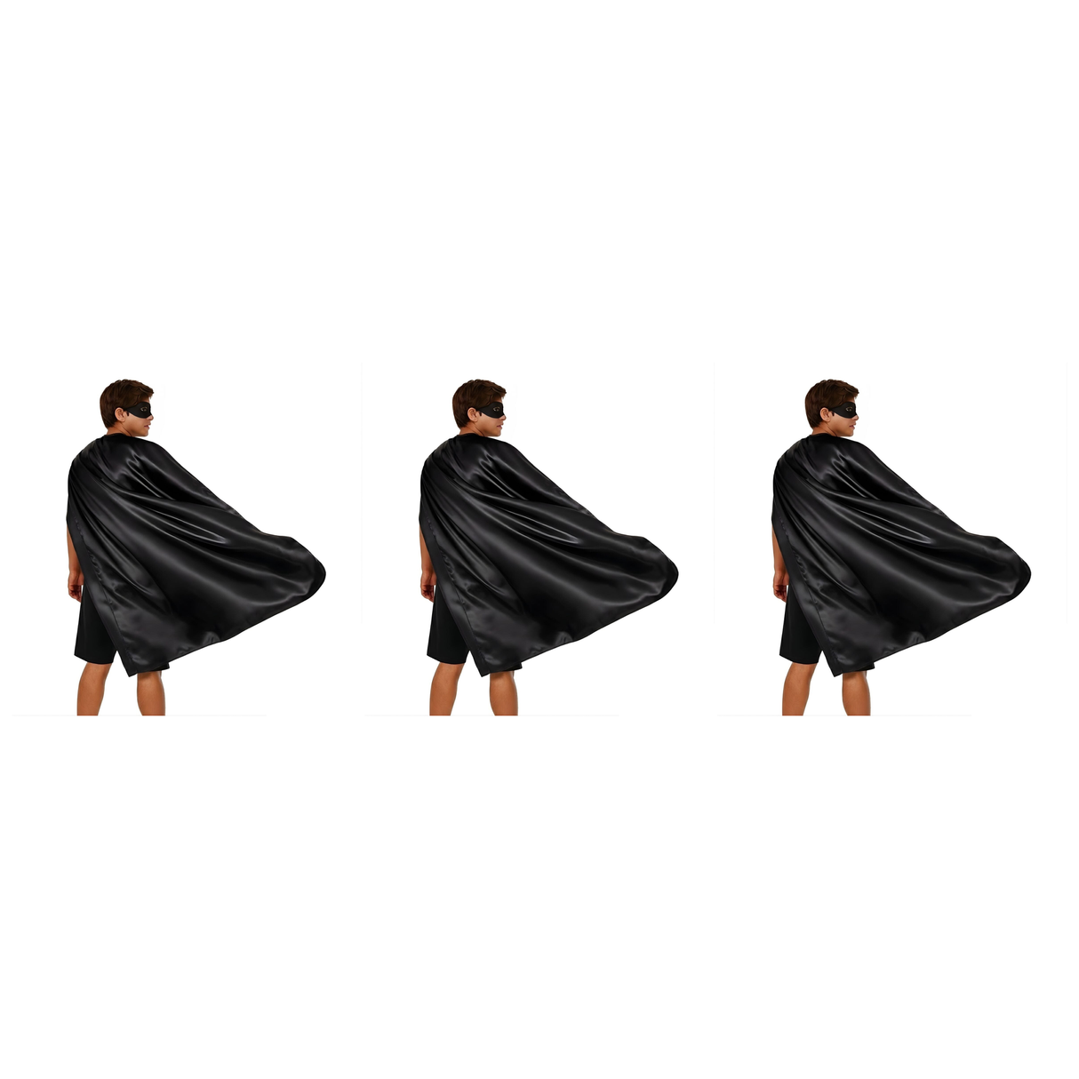 3x Long Black Cape Pack - Vampire Cloak/Adults Superhero Costume for Halloween/Fancy Dress Party