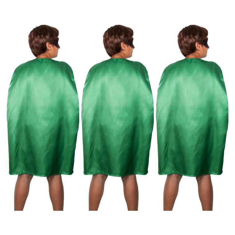 3x Medium Green Cape Pack - Vampire Cloak/Superhero Costume for Halloween/Fancy Dress Party