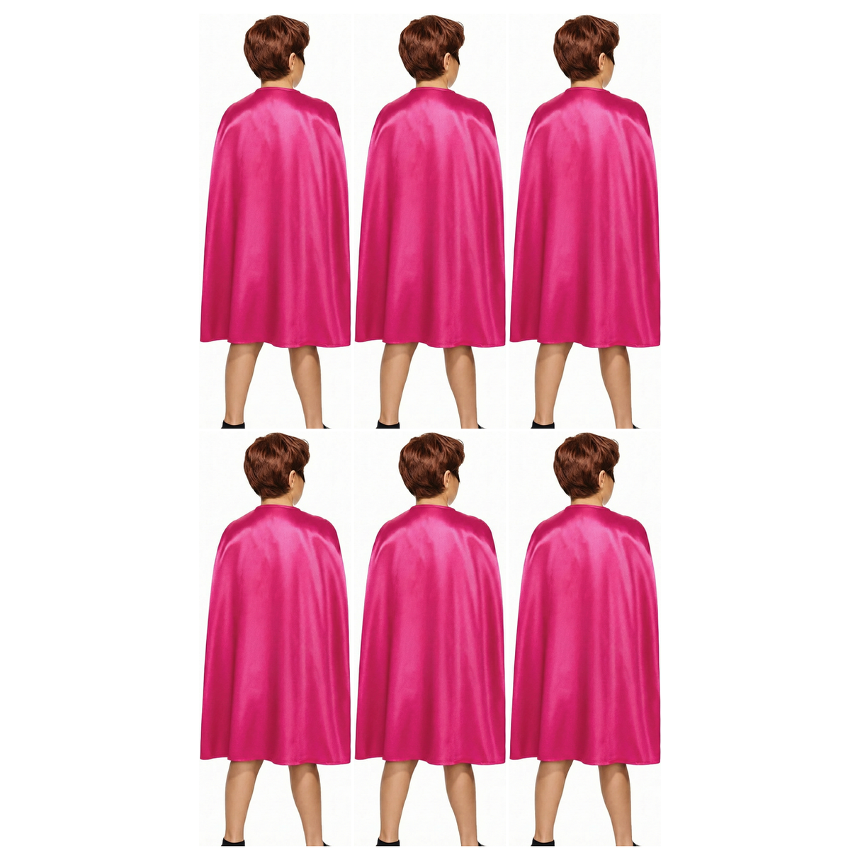 6x Medium Pink Cape Bulk Pack - Vampire Cloak/Superhero Costume for Halloween/Fancy Dress Party