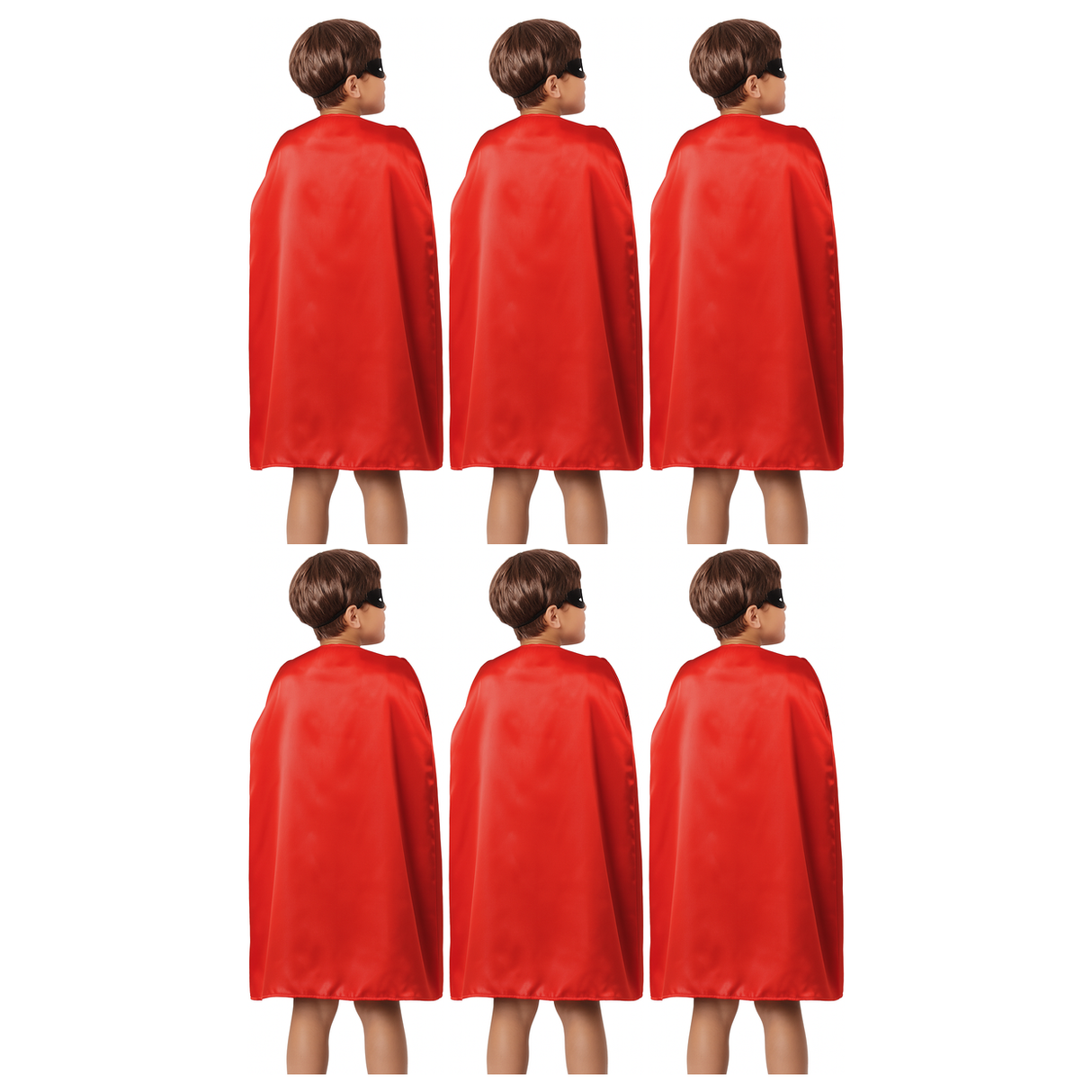 6x Medium Red Cape Bulk Pack - Vampire Cloak/Superhero Costume for Halloween/Fancy Dress Party