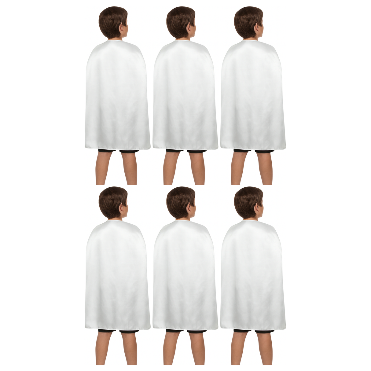 6x Medium White Cape Bulk Pack - Vampire Cloak/Superhero Costume for Halloween/Fancy Dress Party