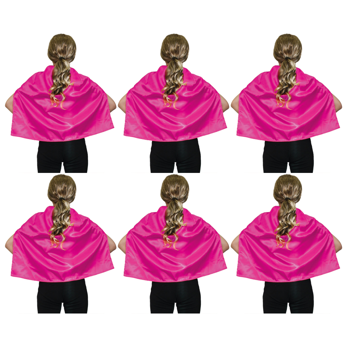 6x Short Pink Cape Bulk Pack - Vampire Cloak/Kids Superhero Costume for Halloween/Fancy Dress Party