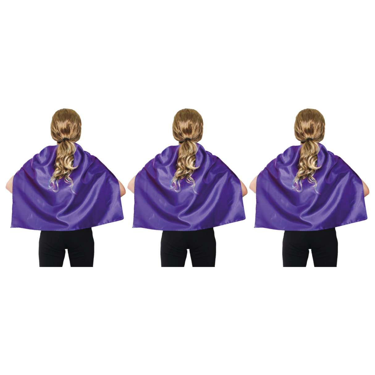 3x Short Purple Cape Pack - Vampire Cloak/Kids Superhero Costume for Halloween/Fancy Dress Party