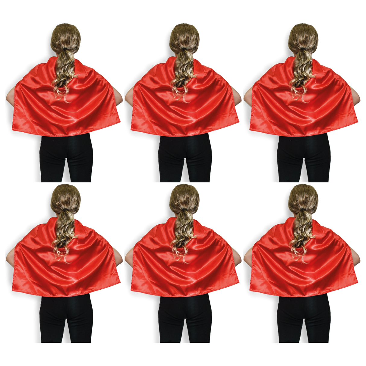 6x Short Red Cape Bulk Pack - Vampire Cloak/Kids Superhero Costume for Halloween/Fancy Dress Party