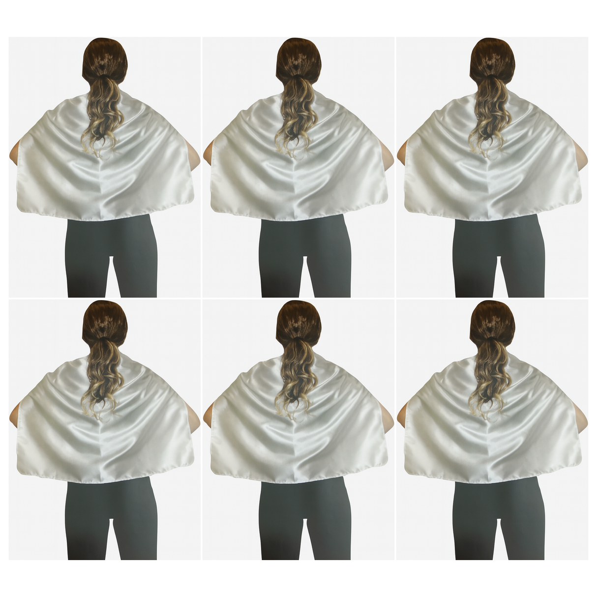 6x Short White Cape Bulk Pack - Vampire Cloak/Kids Superhero Costume for Halloween/Fancy Dress Party