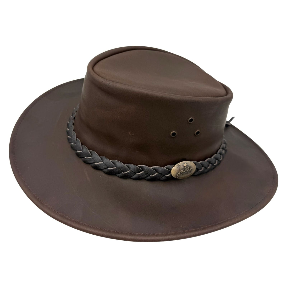 Jacaru 1220 The Aussie Buffalo Leather Hat - Brown (Water Resistant & UPF 50+)