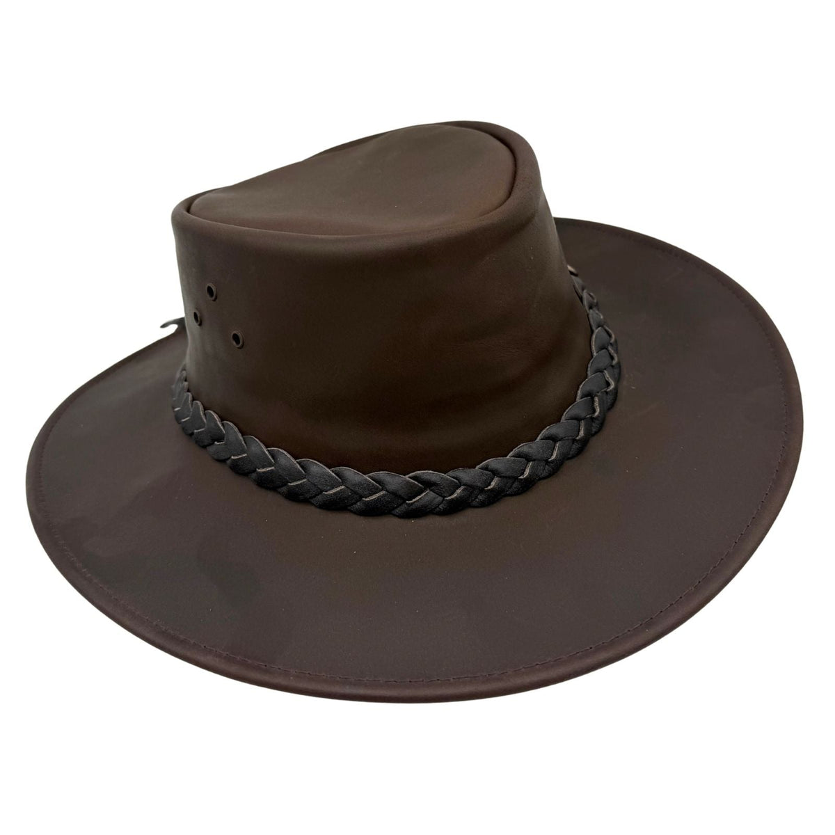 Jacaru 1220 The Aussie Buffalo Leather Hat - Brown (Water Resistant & UPF 50+)