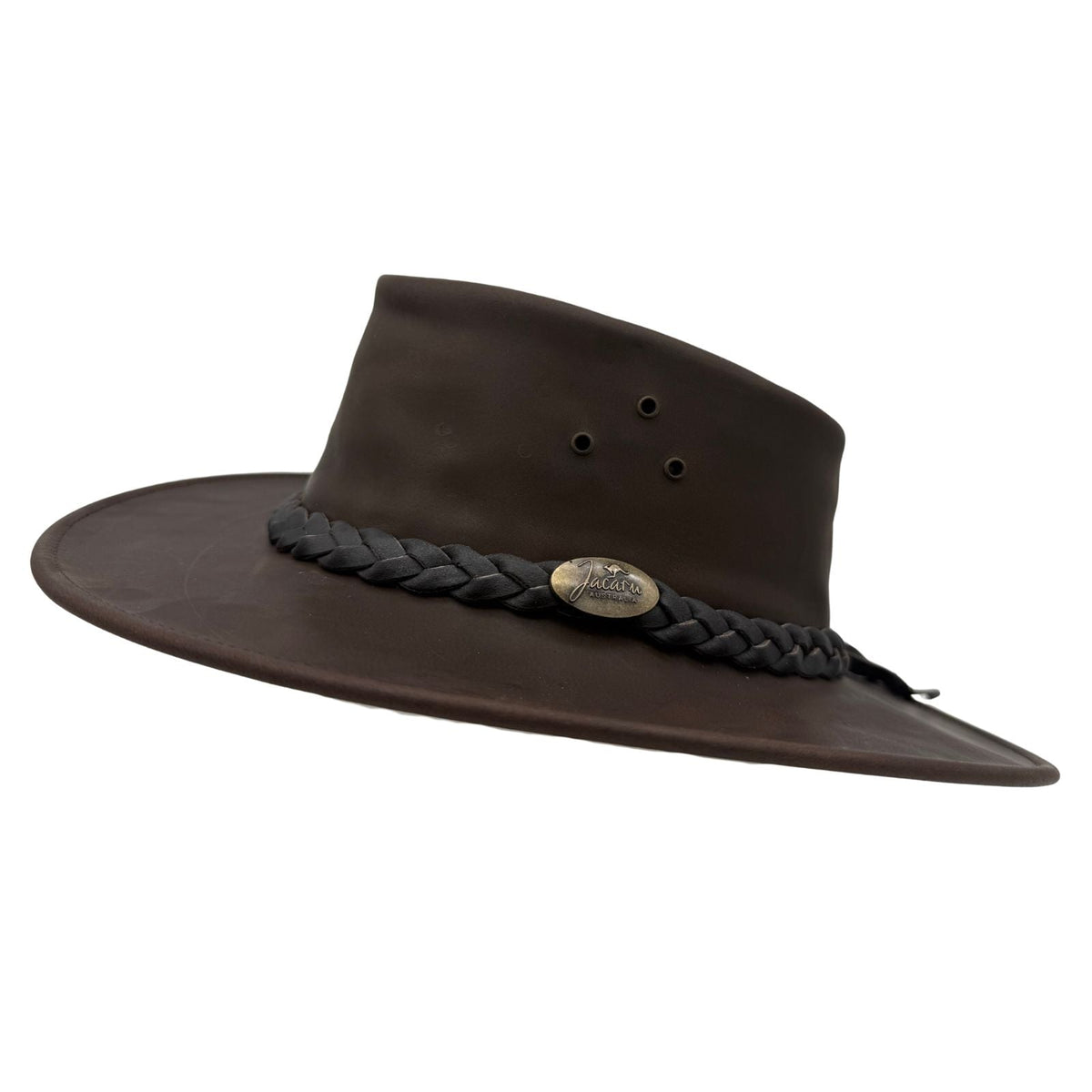 Jacaru 1220 The Aussie Buffalo Leather Hat - Brown (Water Resistant & UPF 50+)