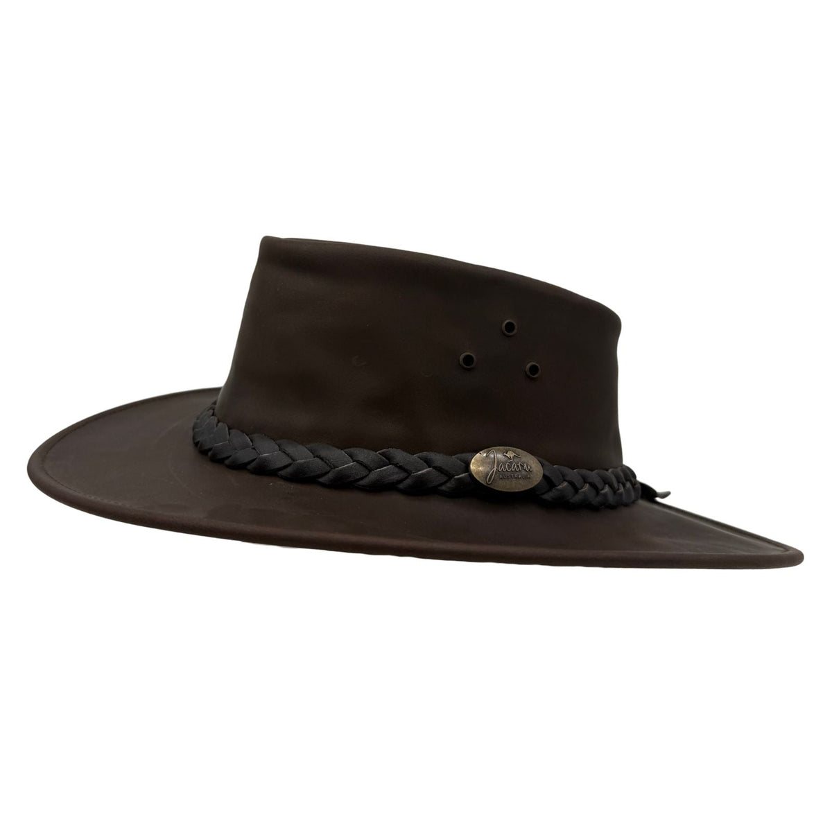 Jacaru 1220 The Aussie Buffalo Leather Hat - Brown (Water Resistant & UPF 50+)