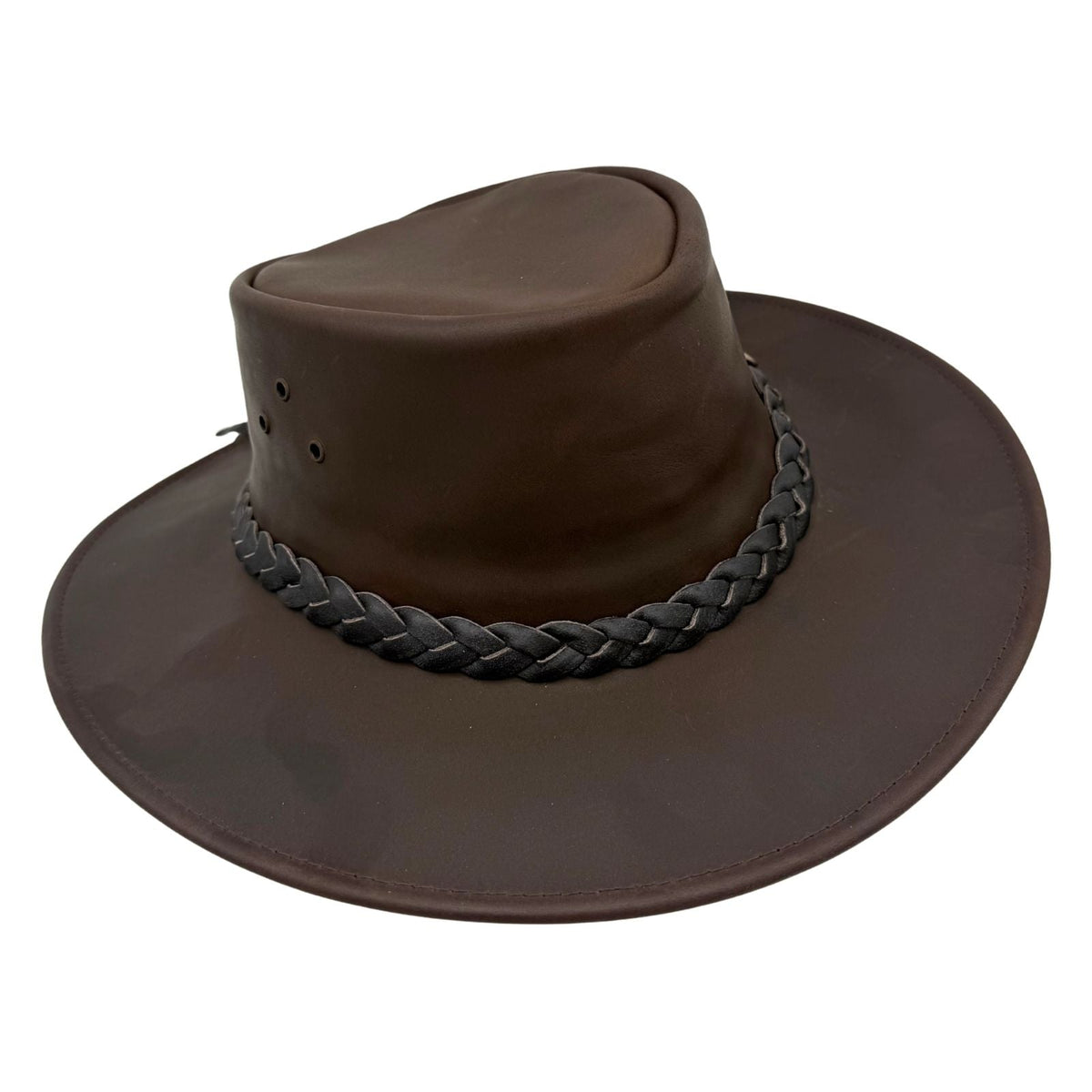 Jacaru 1220 The Aussie Buffalo Leather Hat - Brown (Water Resistant & UPF 50+)