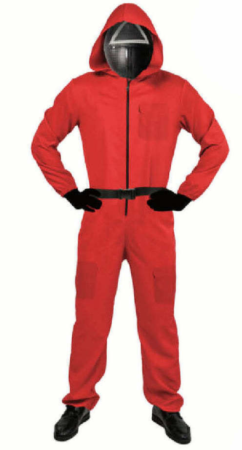 Adult Squid Game Costume Guard Tracksuit Halloween Cosplay Red - L/XL(175 - 185cm)