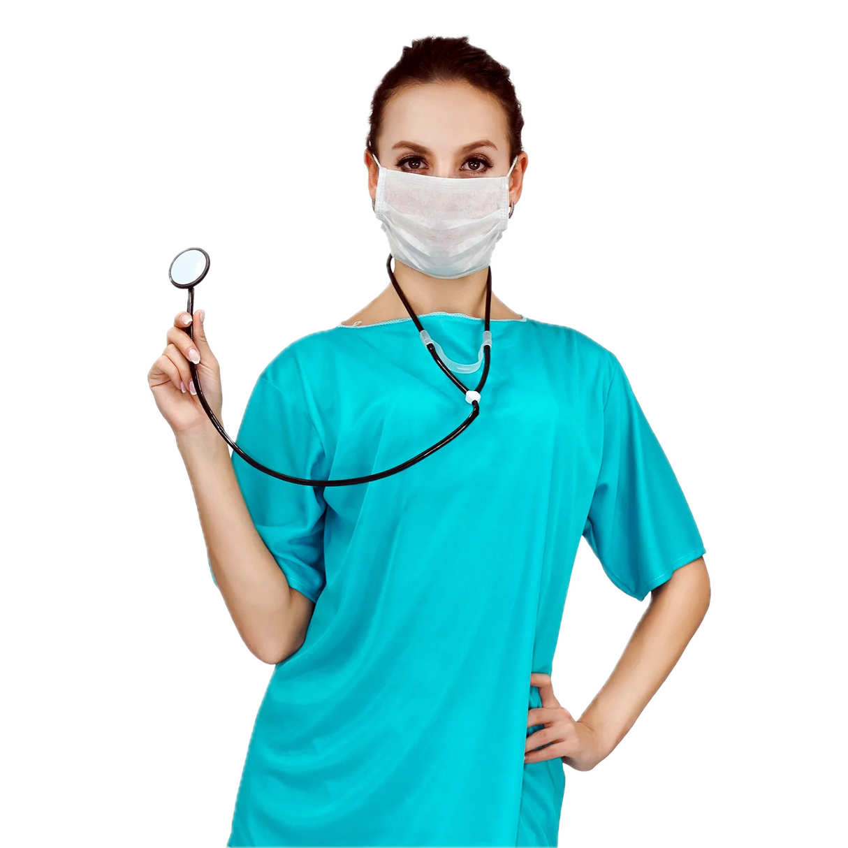 Womens Doctor/Nurse Costume - Emergency Scrubs (Hospital/Medical Halloween & Fancy Dress)