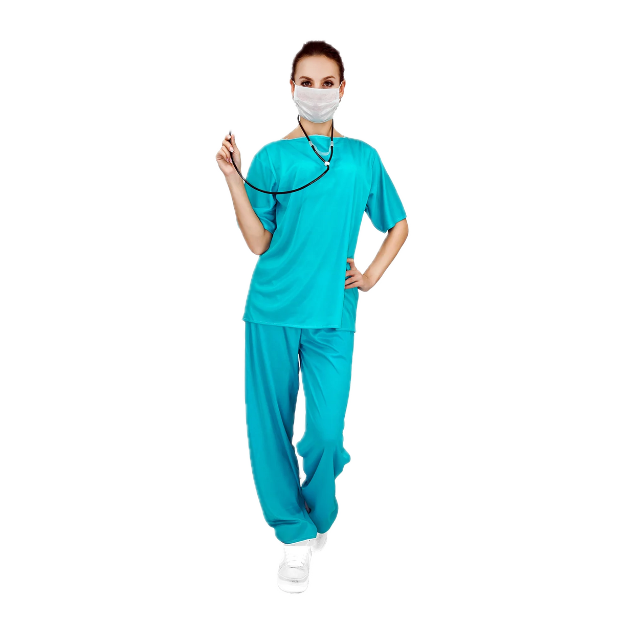 Womens Doctor/Nurse Costume - Emergency Scrubs (Hospital/Medical Halloween & Fancy Dress)