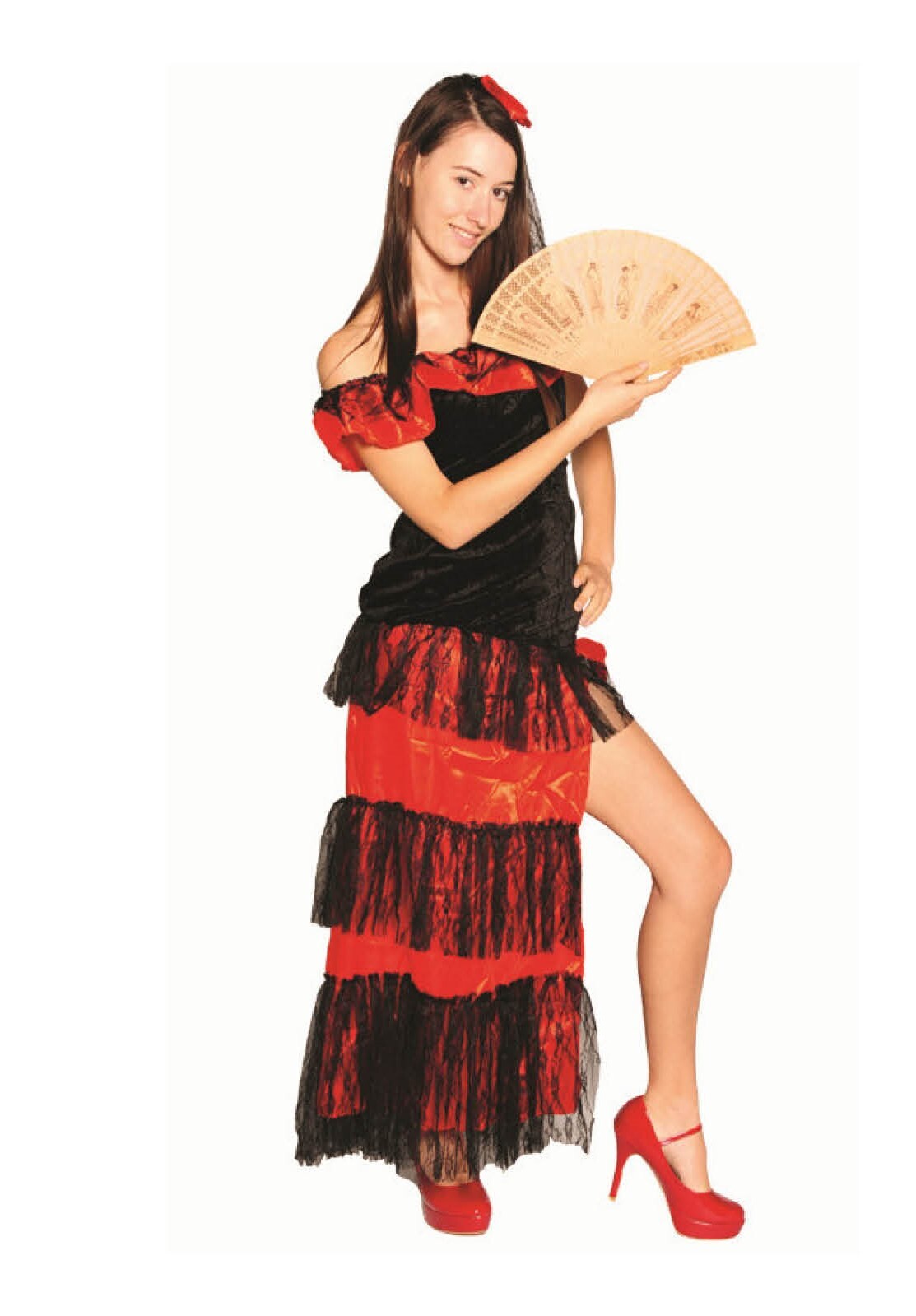 Flamenco Dancer Costume Spanish Fancy Long Dress Senorita Outfit Latin Party Mexican