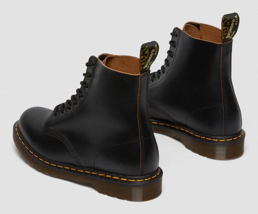 Dr. Martens Vintage 1460 8 Eye Leather Boots Black Quilon Shoes - Made in England