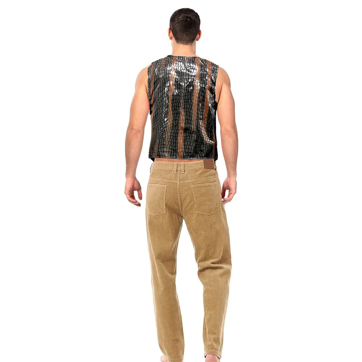 Adult Crocodile Vest Brown Faux Croc Skin Outback Explorer Halloween Costume