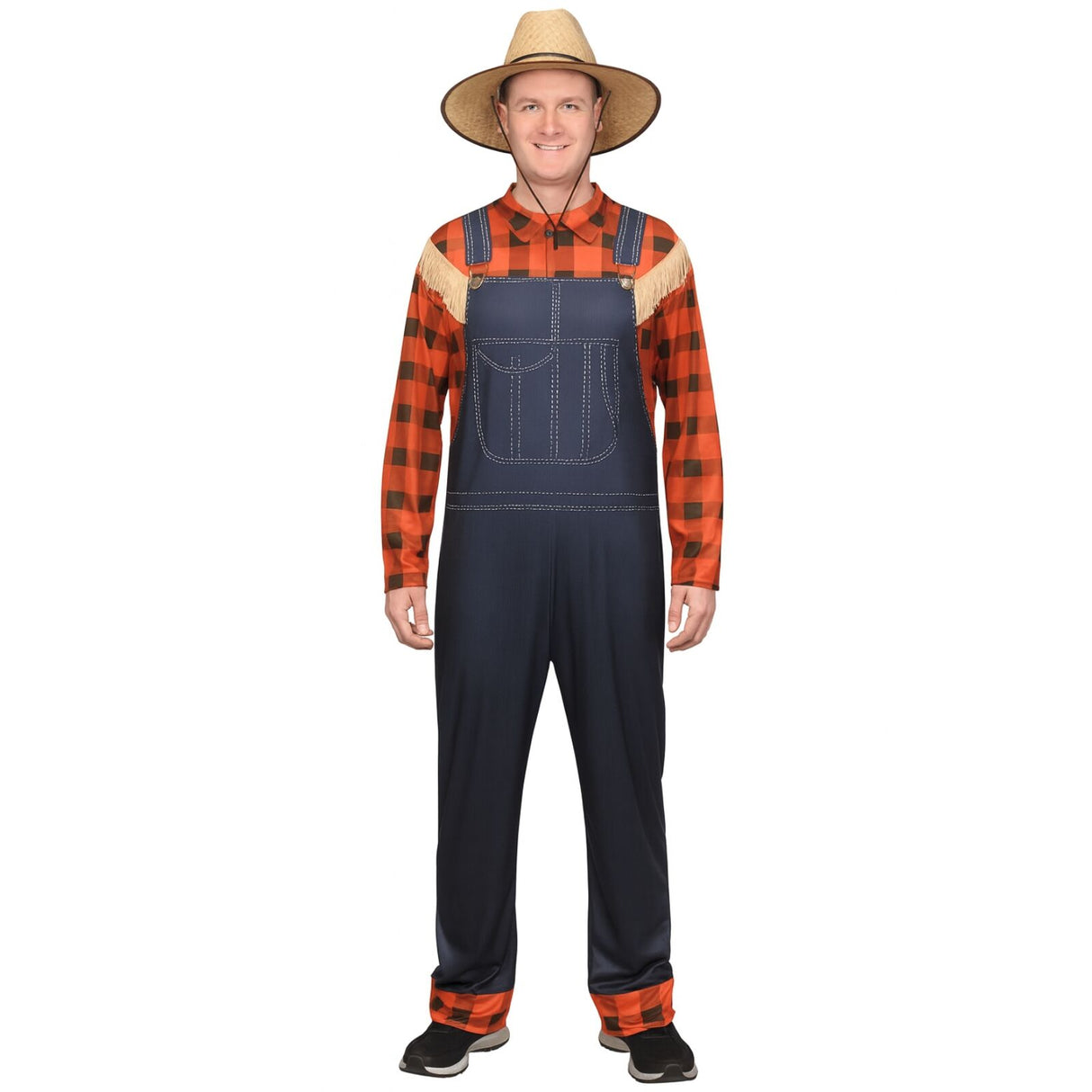 Adult Farmer Bib Costume Men Women Work Overalls Halloween Fancy Dress Up