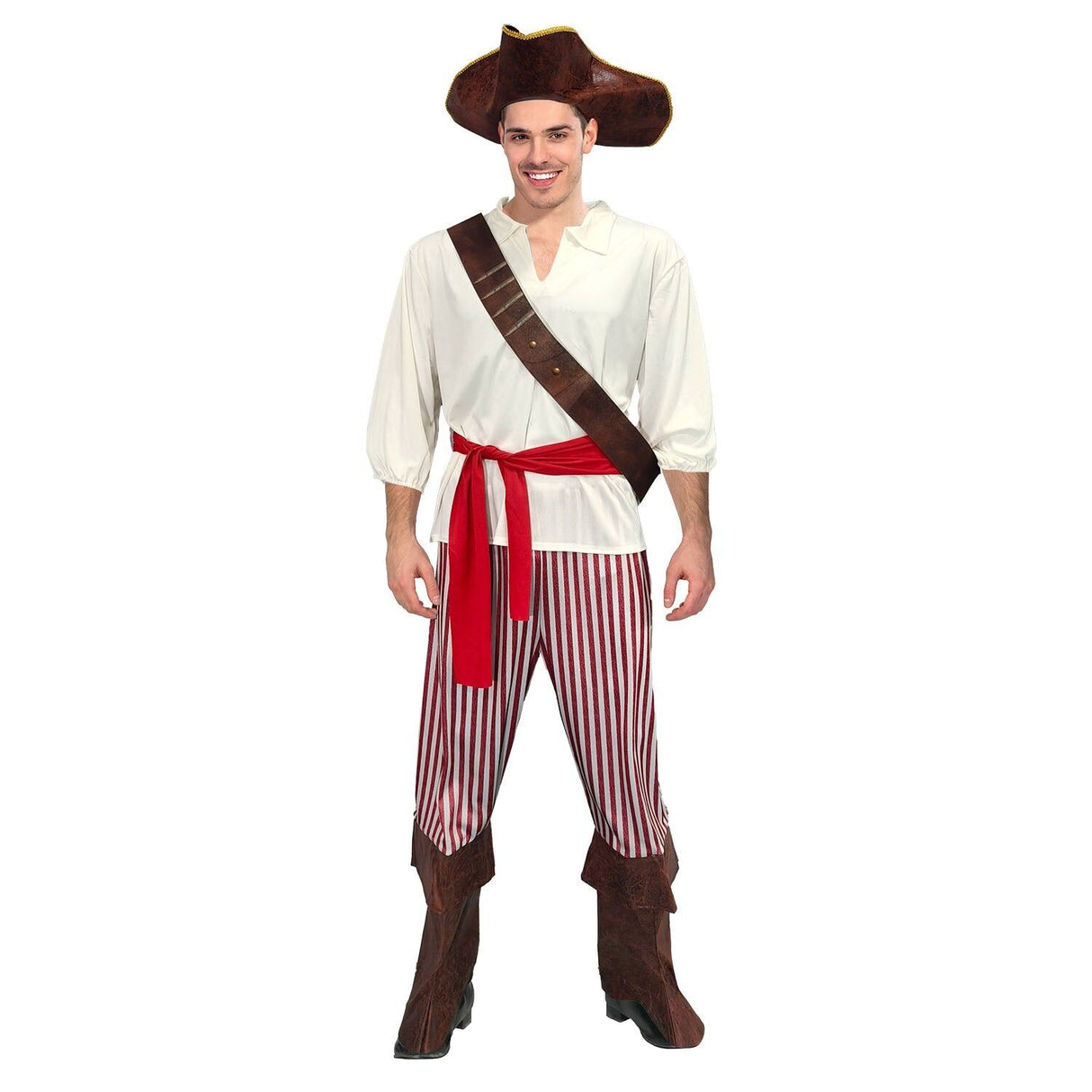 Adult Pirate Lad Halloween Costume Caribbean Top Sash Pants Book Week Dress Up
