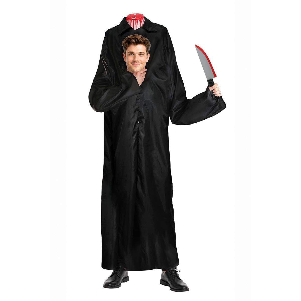4x Adult Black Headless Zombie Group Costume Bulk Pack w/ Harness - Scary Halloween Fancy Dress & Party Outfit