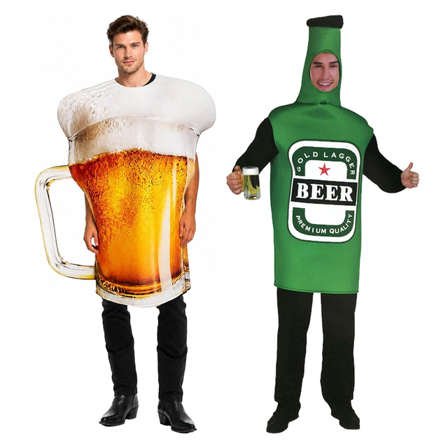 Beer Mug & Beer Bottle Couples Costume Set - Oktoberfest Party Fancy Dress