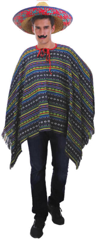 PREMIUM MEXICAN PONCHO Costume - Wild West Cowboy Bandit