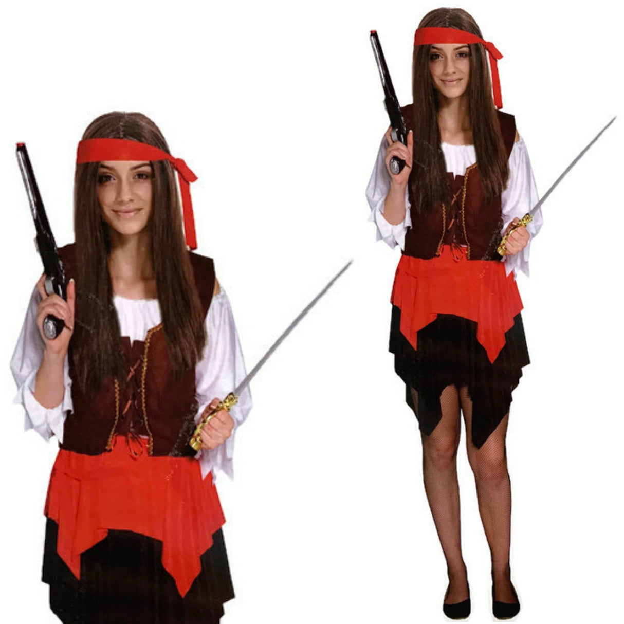 His & Hers Deluxe Pirate Couples Costume Set - Caribbean Halloween Fancy Dress