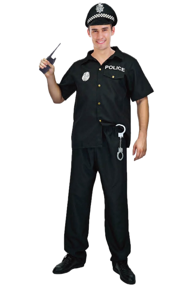 Mens AU Police Officer Costume Cop Fancy Dress Party Halloween Uniform Outfit