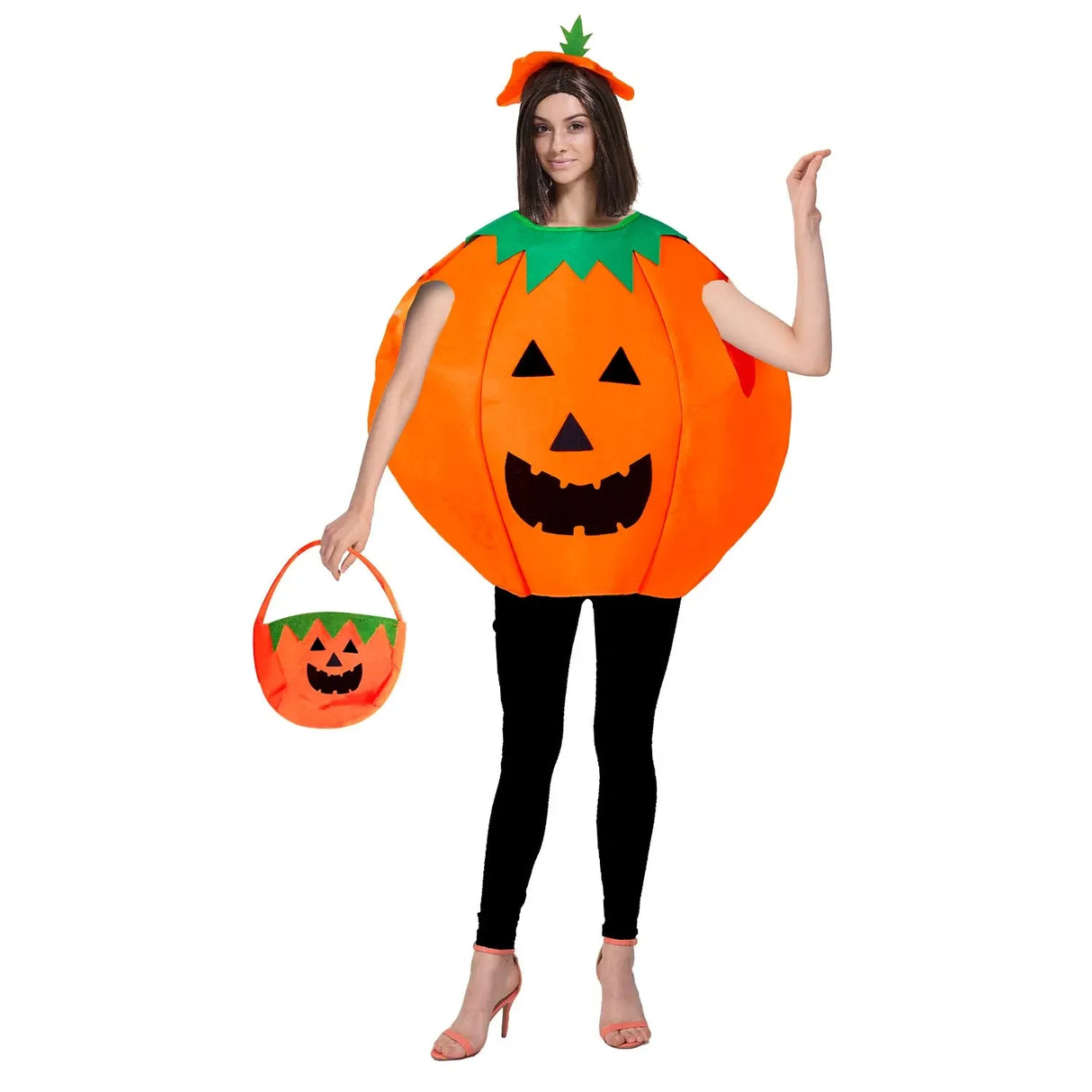 ADULT PUMPKIN COSTUME Halloween Jack O Lantern Party Orange Vegetable