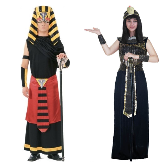 Deluxe Pharaoh & Cleopatra Couples Costume Set - His & Hers Egyptian Halloween Fancy Dress