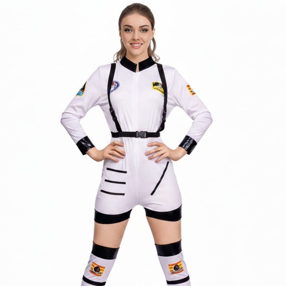 Womens Astronaut Jumpsuit Adult Space Suit Halloween Costume Cosplay Dress Up