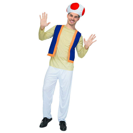 Mens Mushroom Toad Cosplay Mario Gaming Dress Up Costume Party