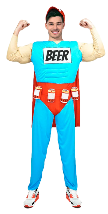 Adult Duff Man Costume - Beer Muscle Suit (Oktoberfest Halloween & Fancy Dress)