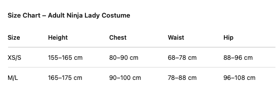 Ladies Deadly Ninja Samurai Master Costume Adults Halloween Party Fancy Dress