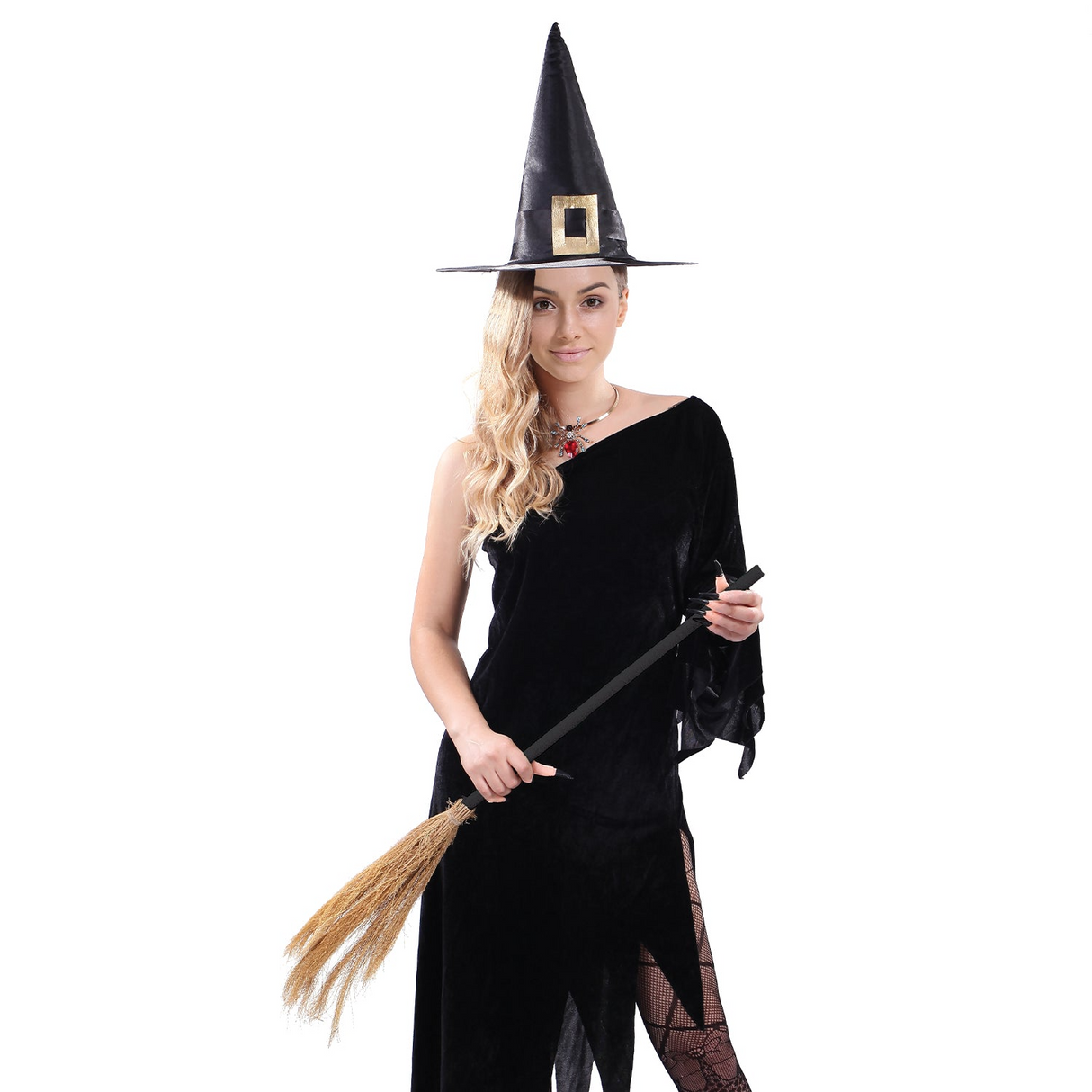 Womens Adult Witch Costume Halloween Party Vampire Dress - Black