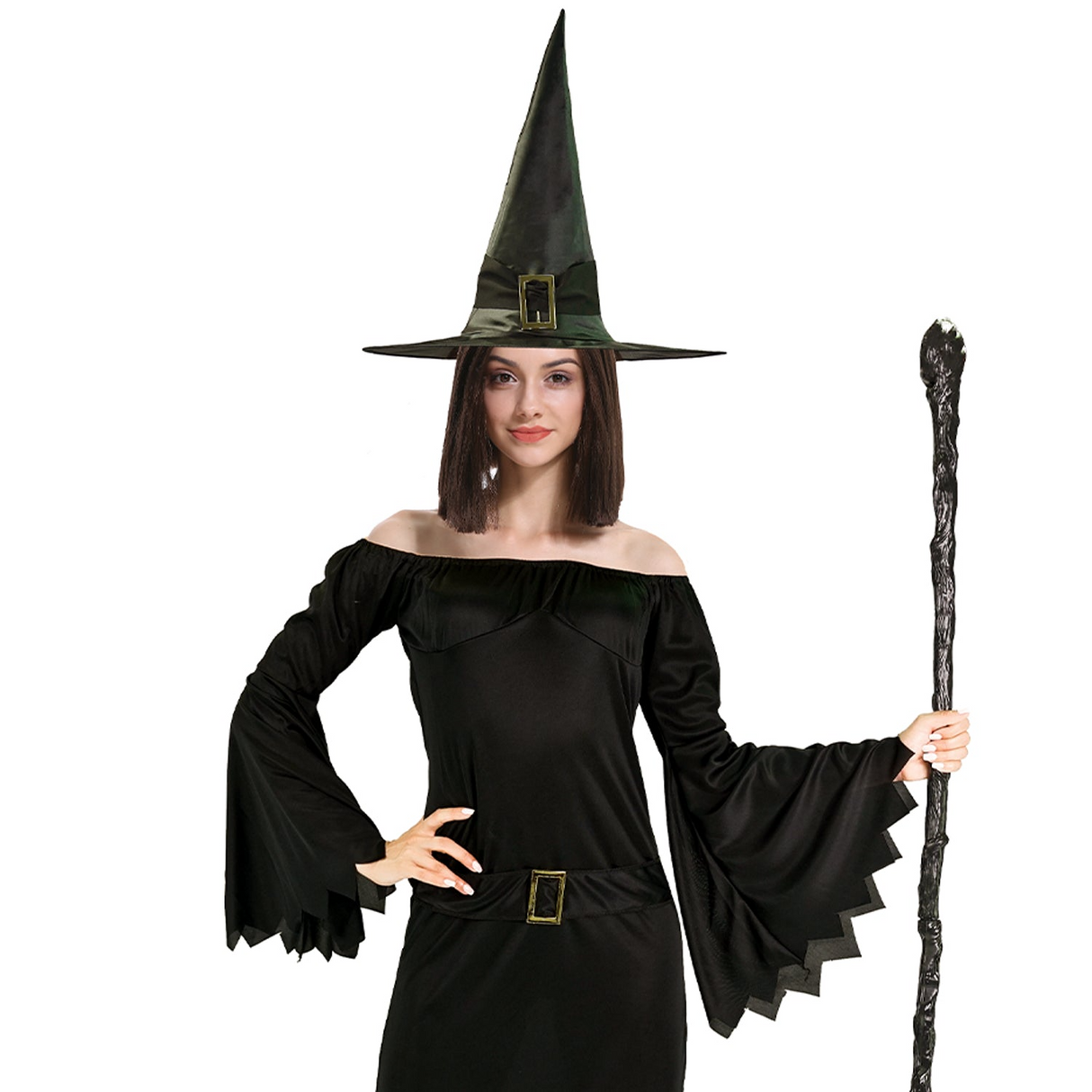 Adult Elegant Wicked Witch Costume Halloween Party Gothic Vampire - Black