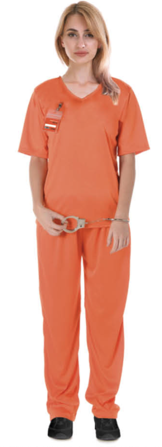 Adult Womens Orange Prisoner Costume - Convict Jail Hens Night (Halloween & Fancy Dress)